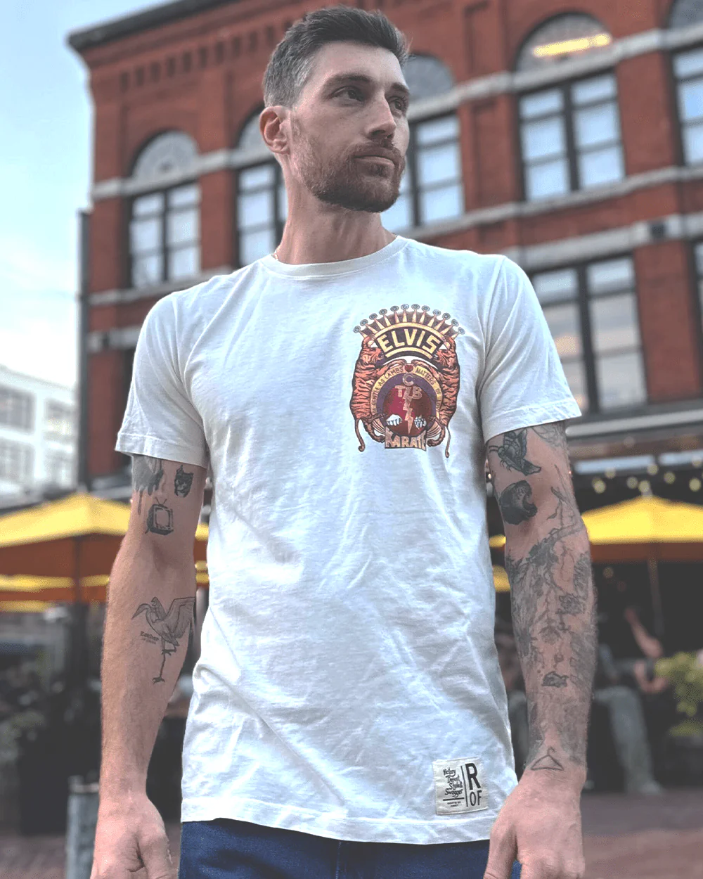 Elvis TCB Tiger Crest Vintage White Tee