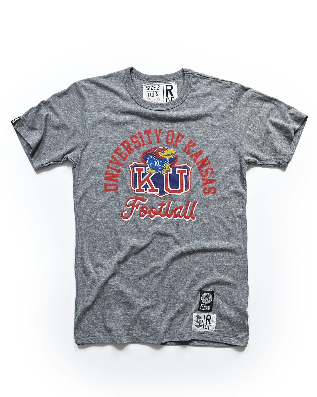 KU - Jayhawks Football Grey Triblend Tee