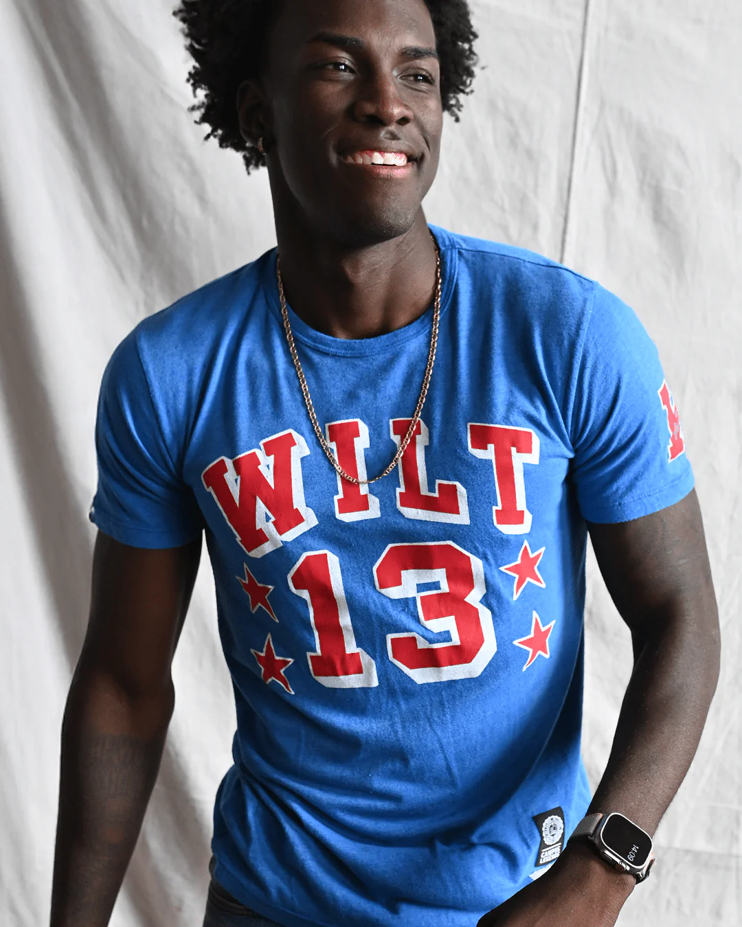 KU - Wilt Chamberlain #13 Blue Triblend Tee
